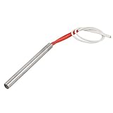 uxcell カートリッジヒーター　発熱体　円筒状　ステンレススチール　レッド　シルバートーン