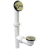 ワット4pvd TripレバーホワイトBath Drain、光沢真鍮トリム