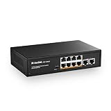 MokerLink 10ポートギガビットPoEスイッチ、8 GE PoE+、2 GEアップリンク、10/100/1000Mbps、120W 802.3af/at PoE、ファンレスプラグアンドプレイイーサネットスイッチ(10x1G PoE)