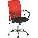 デスクチェア(椅子)/メッシュバックチェアー ガス圧昇降機能/肘掛け/キャスター付き レッド（赤）【代引不可】