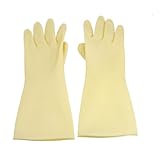 uxcell　クリーンラテックス手袋　作業手袋　クリーンウォッシュ手袋　食器洗い用　イエロー　ラテックスゴム　 32 x 13cm