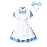 [ルナリ] メイド服 コスプレ 3点セット ワンピース エプロン カチューシャ ロリータ コスチューム ハロウィン L (L)