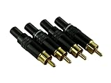 RCAプラグ RCAコネクタ ピンプラグ ハンダ式 自作用 金メッキ G ブラック 4本セット