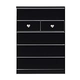 アルファタカバ かっこいい女性チェストシリーズ タバサチェスト 75cm幅5段 ブラック(ハートクリア)