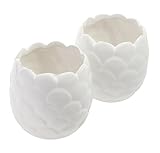 Minimalist Ceramic Wave-patterned Flower Planter - Set of 2 White | Valentine's Day Gift For Her [並行