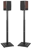 BQKOZFIN スピーカースタンド クランプ スピーカー台 2台1組 高さ調整可能92-116cm 天板: 幅12.7~25.4cm x奥行13cm 幅調整可能 中小型スピーカー フロア置き型 耐荷重各5kg ブラック