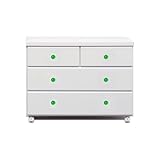 アルファタカバ ベビータンスシリーズ ブロッサムキャスター付きチェスト 80cm幅3段 ホワイト(クリスタルグリーン)