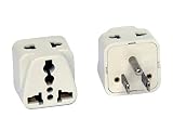 VCT VCT VP-206W Universal Grounded 2-Outlet Plug Adapter for USA and Canada, Converts Plugs from Any