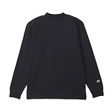 [チャンピオン] ロングTシャツ 長袖 綿100% COTTON USA ワンポイントロゴ モックネックロングスリーブTシャツ ベーシック C3-Y434 メンズ ブラック XL