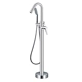 1つハンドルwith Diverter床マウント浴槽フィラー蛇口ハンドシャワークローム仕上げ自立