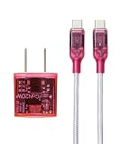 [musashino LABEL][re:colors]【オンライン限定】【USB-C対応 ACアダプター＋USB-C to USB-C USB2.0 ケーブルセット (ラズベリー)】スケルトン 高速充電 ACアダプター (コンセント 充電器 最大出力20W USB PD GaN採用) ケーブル(PD対応 100W/5A 断線防止 iPhone Android 各種対応 1m) 武蔵野レーベル