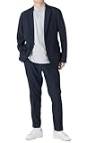 [NEVEREND] セットアップ メンズ カジュアル スーツ 秋 春 洗える テーラード ジャケット スラックス セット ストレッチ ウォッシャブル ネイビー M