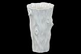 Ceramic Tapered Round Vase with Tree Trunk Design Gloss Finish White