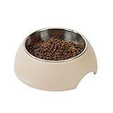 Petifam ECOバンブーボウル ペット用食器 フードボウル 2wayペットボウル セパレート 犬・猫用 すべり止め付き シンプルデザイン 小型犬～大型犬 (サンド, 190ml)