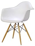 チャールズ&amp;レイ・イームズ　DAW アームシェルチェア ウッドベース　ホワイト（白）
