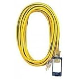 Voltec 05-00105 12/3 SJTW Outdoor Extension Cord with E-Zee Lock and Lighted End, 25-Foot, Yellow wi