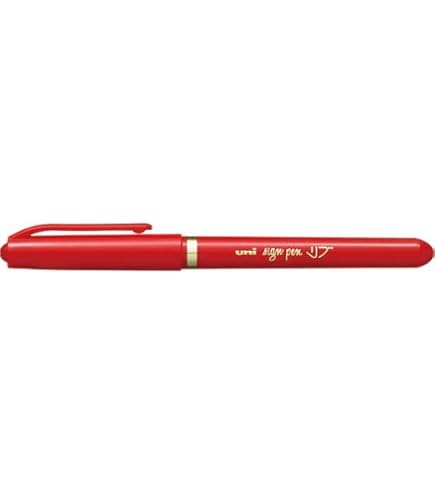 Amazon.co.jp: 三菱鉛筆 サインペン リブ 細字 赤 MYT7.15 10本入