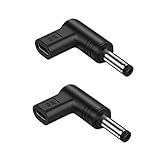 type-c to dc変換 DCアダプター DC l字変換アダプター DC充電コード L字型 パワー出力：12V 最大充電速度65W ノートパソコン 充電器 PD Type‑C-DCアダプター 端子の仕様：3.0*1.1 3.5*1.35 4.0*1.7 4.8*1.7 5.5*2.1 5.5*2.5(5.5*2.1, ブラック, 2)