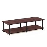 フリノ(Furinno) ジャスト(Just) ワイドテレビ台 ダークチェリー/ブラック 幅105×高さ28×奥行40cm ブラックフレーム 工具不要
