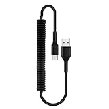 OHITEC カールタイプC ケーブル 急速充電 USB Type-C to USB-A 2.0 高速データ転送 コイル状 高耐久 断線防止 1.8m 格納式ポータブル柔軟 USB C コード Type-C機器対応 (Type-C, 1.8m, ブラック)