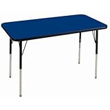 ECR4Kids 30" x 48" Rectangular Activity Table, Standard Legs w/ Ball Glides (Blue Top/Black Edge) [並