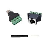 PENGLIN 2個 RJ45 から 8 ピンネジ端子、RJ45オス/メス- 8ピンネジ留め式端子台アダプタ、8P8C RJ45 プラグ 8 ピンボルトコネクタ、CCTV DVR Cat5 Cat6 Cat7 ネットワークアダプタ用