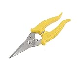 uxcell 剪定ばさみ　植物鋏　プラスチック　メタル製　シルバートーン　イエロー　レザー歯ブレード
