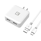 KYOHAYA USB コンセント充電器 usbコンセント 薄型 12W 2.4A Type-Cケーブル付き スマホ急速充電 ACアダプター コンパクト設計 USB×2ポート 折りたたみ式プラグ Smart IC搭載 超軽量 iPhone/iPad/Android 対応 海外対応 タイプCケーブルセット PSE認証済 JKIQ80CWH （ホワイト）