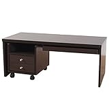 家具の赤や PCデスク ロータイプ［デスク＋チェスト2点セット］ダークブラウン