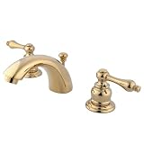 要素のデザインeb942alエリザベス2ハンドル4 " to 8 " Mini Widespreadポップアップと洗面所蛇口、ポリッシュ真鍮