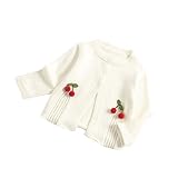 ANKECHANG ベビー服 カーディガン 長袖カーデ 女の子 キッズ 綿 さくらんぼ 0-3歳 size 80 (ホワイト)