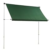 オーニング サンシェード つっぱり 日よけ スクリーン 屋外 雨よけ 紫外線カット 〔幅250cm〕 グリーン