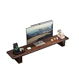 HSHBGS モニター台 無垢材 パソコン台 2段階の高さ調節 デスクトップ本棚 モニタースタンド 机上台 天板 PC台 卓上 パソコンスタンド デスクトップ用 pcモニター台 パソコンラック 収納 耐荷重60kg(ウォルナット,長さ80cm)