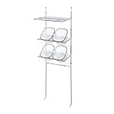 突っ張りランドリーラック　　ホワイト　Ｄ／棚１段＋バスケット４個