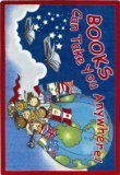 Joy Carpets Kid Essentials Language & Literacy Books Can Take You Anywhere Rug Sky Blue 3'10 x 5'4 [