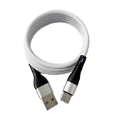 Fame Project マグネットUSB-Cケーブル 磁気収納 充電ケーブル/磁石でまとまる らくらく収納 絡まない/断線防止 ナイロンケーブル/データ転送対応 480Mbps(USB2.0) / 1m ホワイト Type-A to C