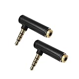 MP3プレーヤー2pcsのためのVoluty Tek 90度3.5MMのオスからメスのヘッドフォンアダプター1/8インチの直角ステレオコネクタ