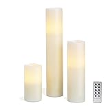 Tall MeltedエッジアイボリーワックスPillars withリモート、セットの3 L LC003948