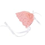 【ノーブランド品】 0-3ヶ月　赤ちゃん　レース　綿　ボンネット　幼児　帽子　キャップ　写真撮影　アクセサリー　全3色 - ピンク