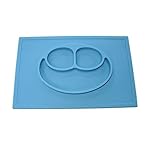 Kuke ブルー 　防水シリコン　吸盤付き　強い吸着力　かわいいカー形プレート　遊び食べ 離乳食 ベビー食器　ランチ皿　お食事マット　赤ちゃんミニマット　子供食器　ベビー用品