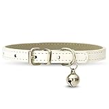 [LaLUCA GOODS] 犬 首輪 猫 首輪 鈴 定番 スタンダード PU レザー シンプル 小型犬 中型犬 ドッグ 散歩 カラフル ホワイト（鈴あり） L