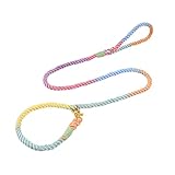 YATDA 犬 犬用リード 小型/中型/大型 ペット用 訓練リード 首輪 一体型リード スリップリード ロック式360°回転でき 引っ張り防止リード マカロンカラー シフト 耐久の綿製 1.8m (1.8m)