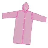Lovoski ポータブルレインコート　7-12歳の子供　　非使い捨て　防水　フード付き　全4色 - ピンク