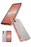 シズカウィル Xperia 5 v クリアケース SO-53D SOG12 XQ-DE44 ケース カバー サイドメッキ加工 クリア ケース ローズ×クリア 1個入り