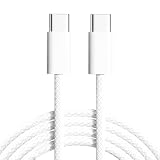 CHUDA タイプ c ケーブル USB Type C to Type Cケーブル PD対応 60W/3A 超急速充電 USB 2.0 480Mbps データ転送 高耐久ナイロン iPhone16e/16/15/Pro/ProMax/Plus、iPad Mini 6/Pro/Air、MacBook Pro/Galaxy S25/Xperia等USB-C各種対応 (ホワイト、2m)