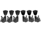 Musiclily Pro L3R3 ギターロック式ペグLocking Tuners エレキギター/アコースティックギター用、 ブラックキーストーンボタン