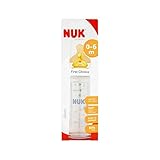 最初の選択肢240ミリリットルのガラスボトルラテックスティートサイズ1、0-6ヶ月 (NUK) (x 6) - NUK First Choice 240ml Glass Bottle Latex Te