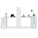 LOWYA (ロウヤ) デスク 机 B+Bセット サイドラック 引き出し付き ツインデスク オフィスデスク パソコンデスク ワークデスク 学習机 勉強机 各幅120cm ホワイト