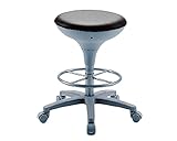 WS025-VBK ワーキングスツール 足掛付 ビニールレザー ブラック　東洋工芸