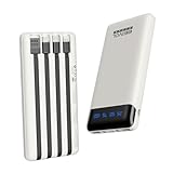 EEIVOL モバイルバッテリー 20000mAh 軽量 小型 大容量 4本ケーブル内蔵 5台同時充電 携帯バッテリー スマホ充電器 LCD